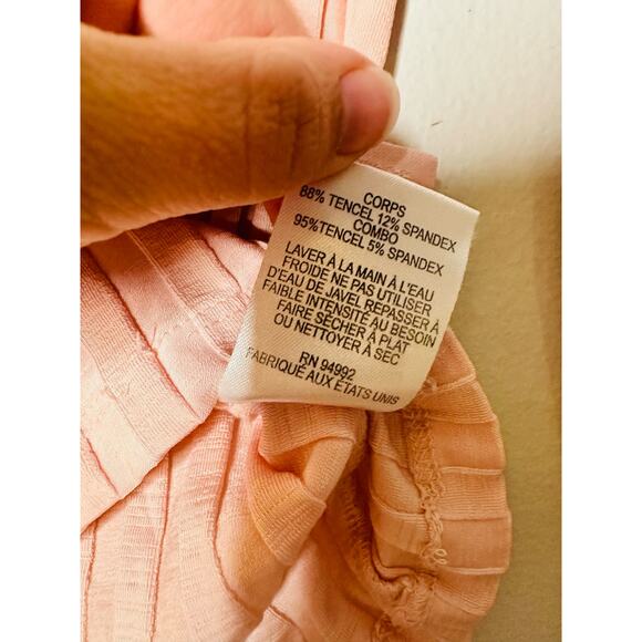 JONATHAN SIMKHAI Pink Val Rib Cropped Polo Long Sleeves Collared Shirt size XS - Picture 11 of 11